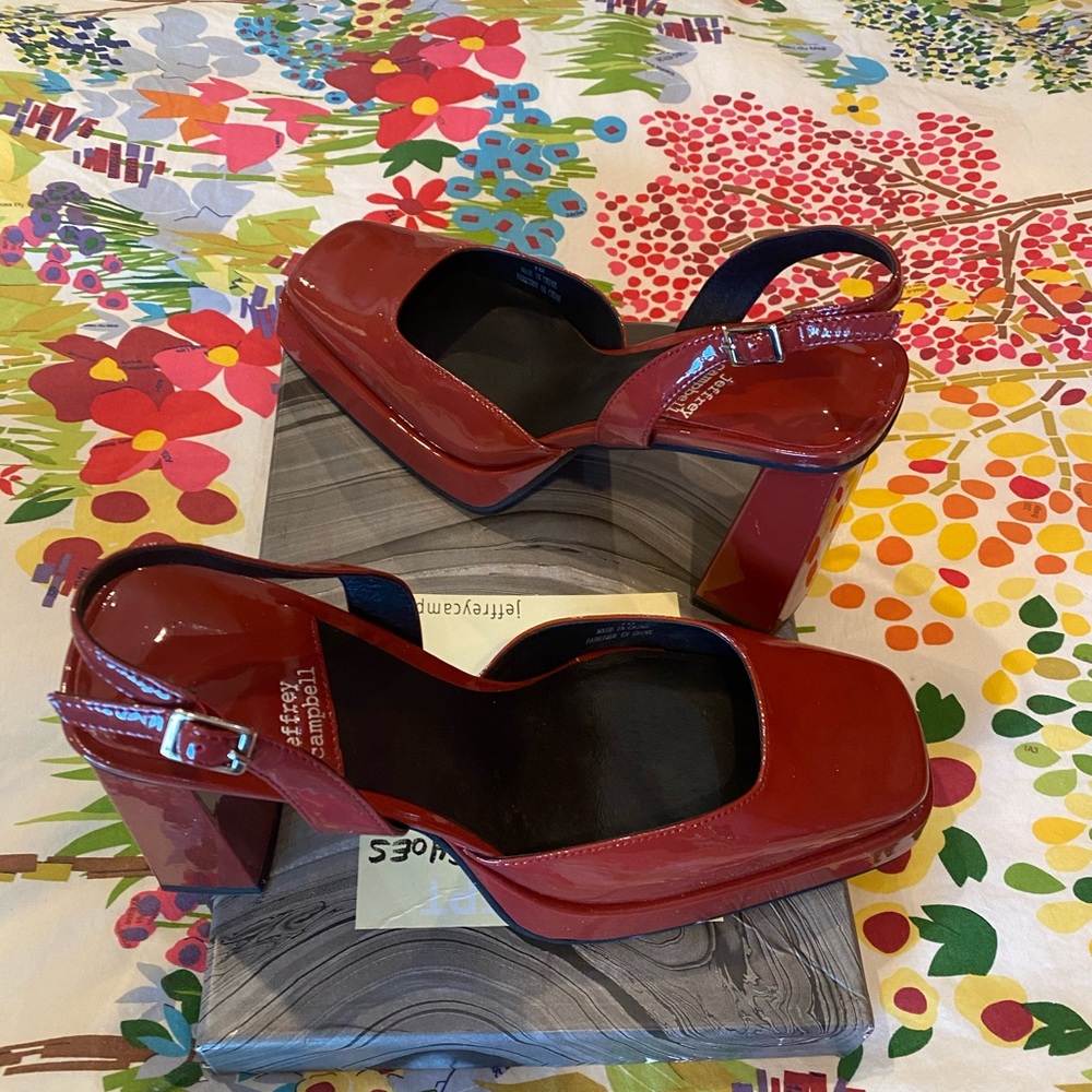 Free people Jeffrey Campbell Mia Mary Jane platforms rust patent